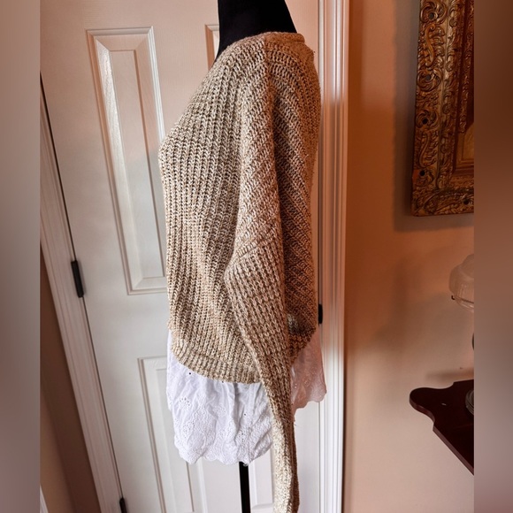 Altar'd State Beige Knit Sweater with white cotton eyelet hem - Picture 7 of 7
